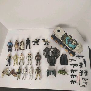 Vtg Star Wars Action Figure Lot Kenner POTF Clone Troopers Ships Weapons 90s-00s